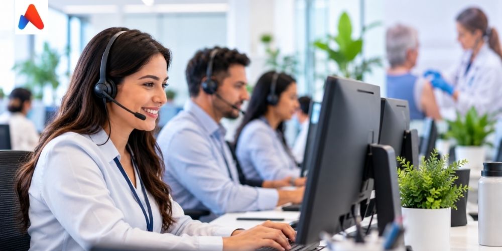 Healthcare BPO team providing vaccination appointment scheduling support for pharmacies and health systems